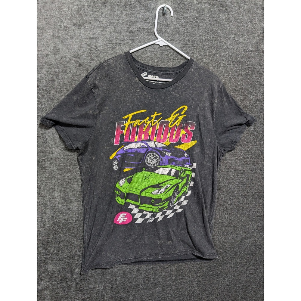 Fast & Furious Graphic T-Shirt XL Gray Acid Wash Tuner Cars Streetwear 1818